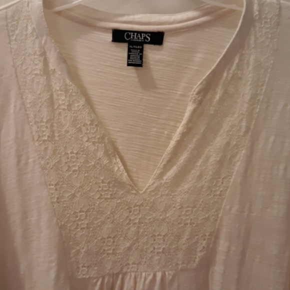 Chaps XL white lace front long sleeve shirt - Picture 2 of 2